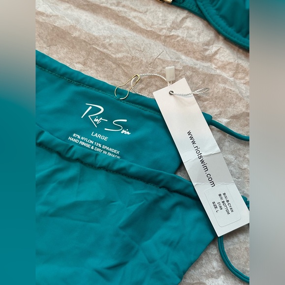 Riot Swim Cyan Bikini - Jax Top (large), Bixi Bottom (large) NWT - Picture 3 of 4